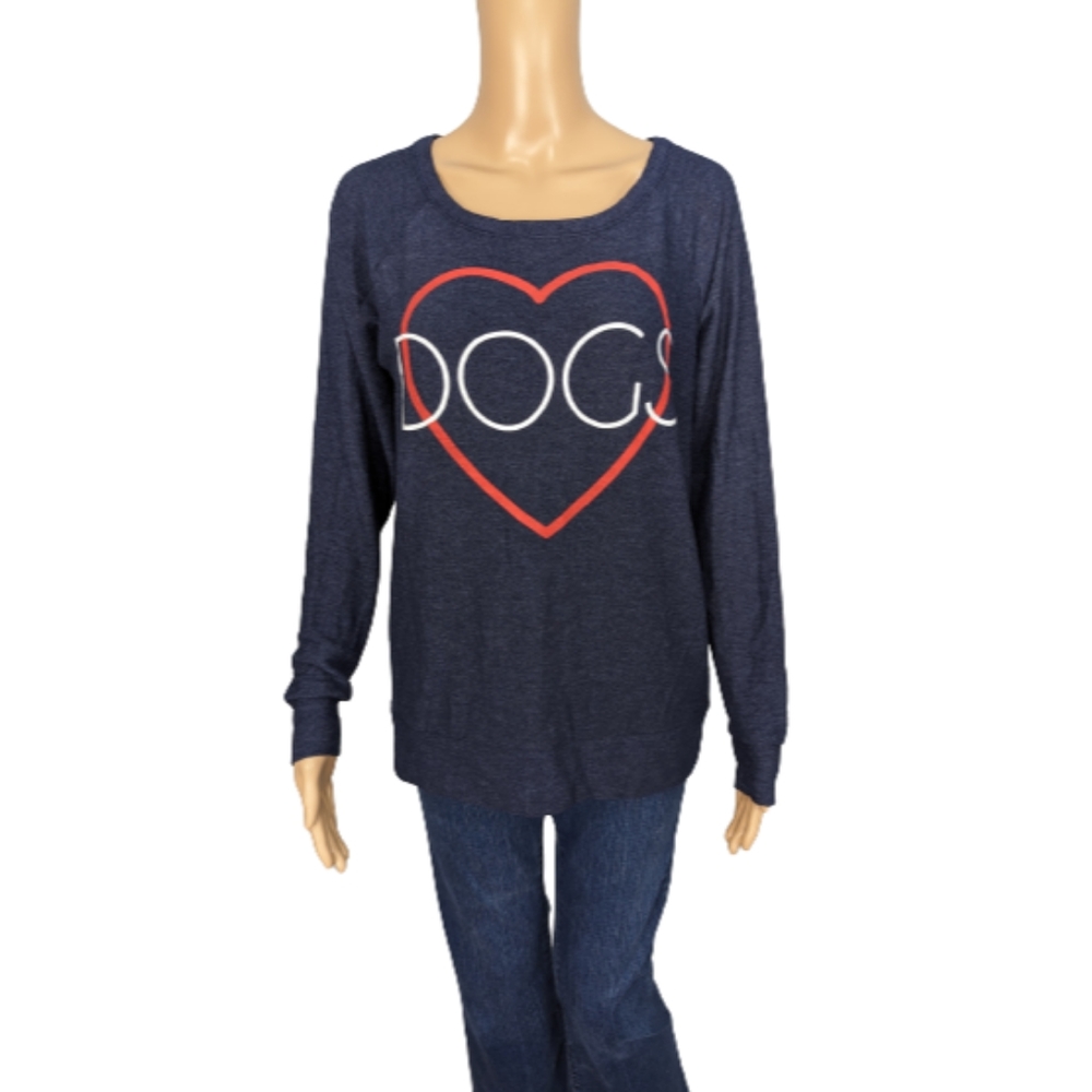 Chaser Blue Heart Dogs Long Sleeve Sweatshirt S